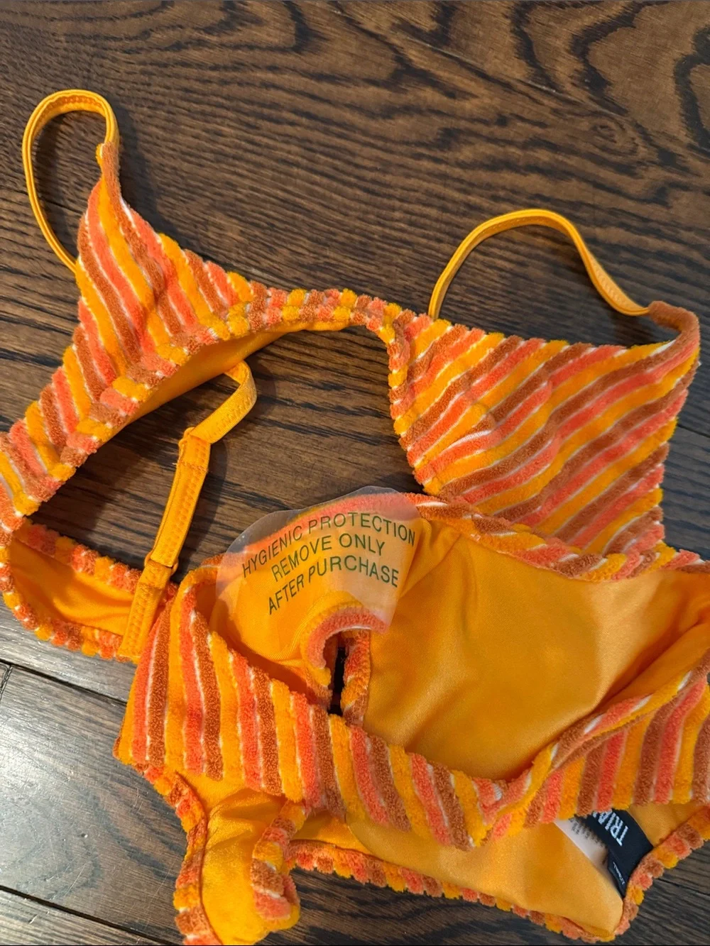 triangl swimwear Orange Striped Velvet Bikini Set